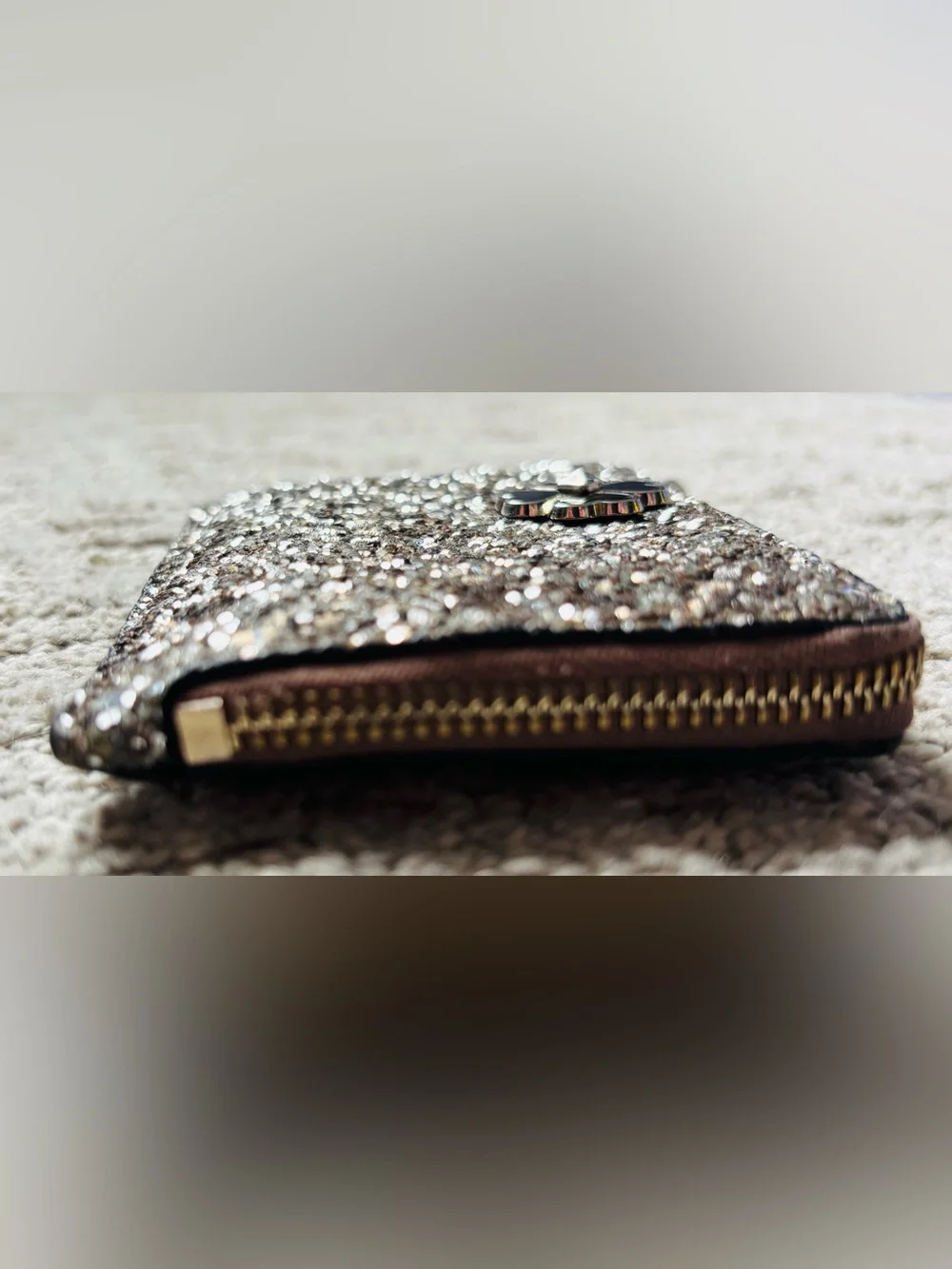 Kate Spade Odette Glitter L-Zip Card Holder